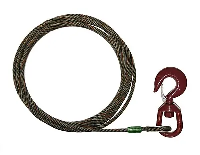 1/2  X 35' Fiber Core Winch Line Wrecker Cable Wire Rope Swivel Hook Latch Tow • $69.07