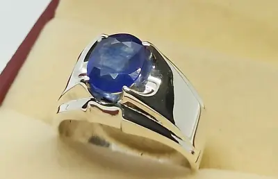 Natural Royal Deep Blue Sapphire Mens Ring Sterling Silver 925 Handmade Gift Men • $106