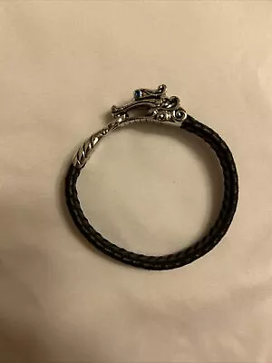 John Hardy - Naga Blue Sapphire Eyed Dragon Black Leather Bracelet!  • $200