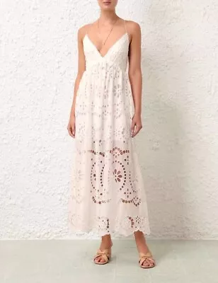 Zimmermann LEXI EMBROIDERED Ivory SLIP DRESS • £253.38