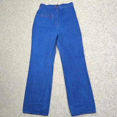 Vintage 70s Sears Jeans Womens 16 Blue High Rise Denim Trouser Orange Contrast • $24.44