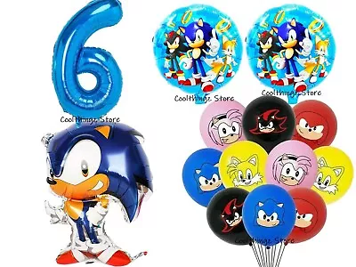 £9.99 • Buy SONIC & KNUCKLES Age 6 BALLOON SET Birthday Party 14 Piece Kids 6th Birthday