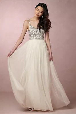 £156.51 • Buy New Anthropologie Bhldn $550 Venus Dress Beaded Gown By Needle & Thread 8