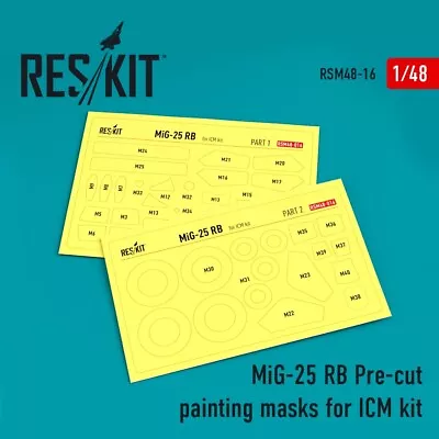 1/48 ResKit RSM48-0016 MiG-25 RB Pre-cut Painting Masks For ICM Kit • $15