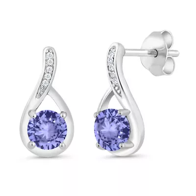 925 Silver Tanzanite And Diamond Infinity Earrings For Women (0.99 Cttw • $99.99