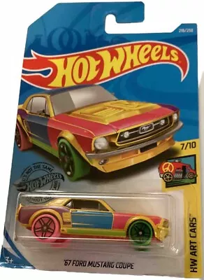 Hot Wheels Hw Art Cars ‘67 Ford Mustang Coupe 218/250 Yellow • $2.99