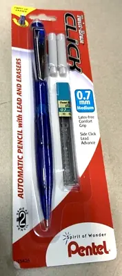 Pentel Twist-Erase Click 0.7mm Mechanical Pencil W/Lead Erasers BLUE PD277TLEBP • $5.65