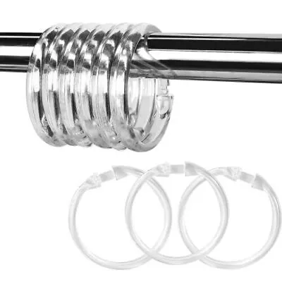 $5.39 • Buy Shower Curtain Rings Set Of 12 Plastic Liner Solid Hooks Easy Snap Glide Clear