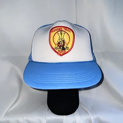 Vintage Mohawk Trail Massachusetts Native American Chief Snapback Trucker Hat • $22