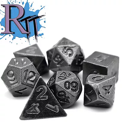 Mini 6mm Ancient Silver Metal DND Dice Dungeons And Dragons Polyhedral RPG Game • $9.98