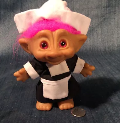 Vintage 5” Ace Novelty Pink Hair Black/White Maid Troll Doll • $9.95