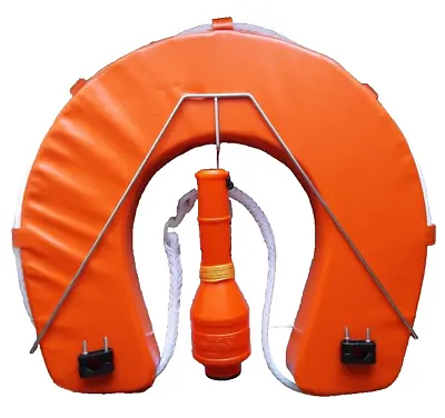 Orange Man Overboard Rescue Package Horseshoe LifeBuoy + Mount + MOB Lamp • £49.99