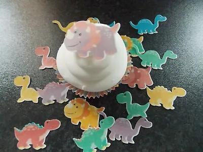 16 PRECUT Pastel Colour Dinosaurs Edible Wafer/rice Paper Cake/cupcake Toppers • £2.85