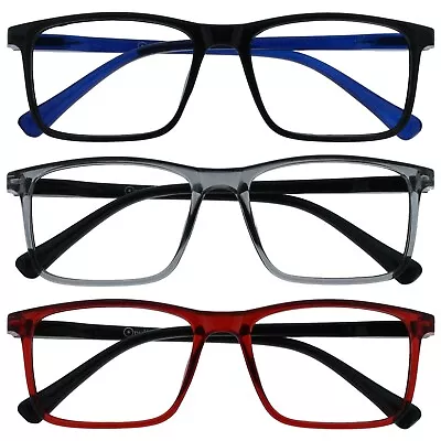 £3.99 • Buy Opulize Ink Reading Glasses Large Rectangular Mens Womens Spring Hinges R4