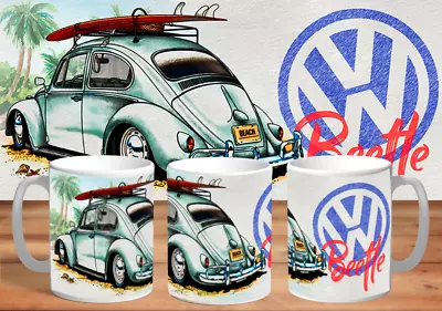 Volkswagen VW Beetle Surfer Art Coffee Mug Birthday Gift • $22.99