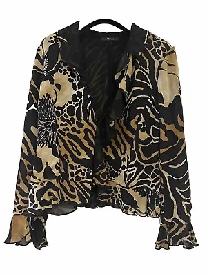 Jaeger Silk Blouse Reversible Large Animal Print Long Sleeve Flattering RRP £89 • £12