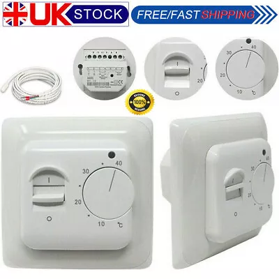 Electric UnderFloor Heating Thermostat Control Switch+ Floor Sensor 16A White • £9.59