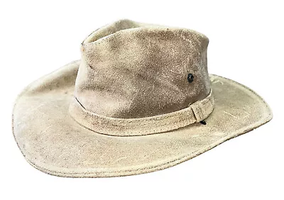 Minnetonka Hat Aussie Safari Tan Genuine Suede Leather Medium 20  • $29.99