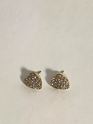 Vintage Pave Heart Shaped Stud Earrings Cubic Zirconia Beautiful Rare • $12.24