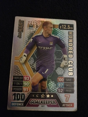 £1 • Buy Match Attax 2013/14 No 441 Joe Hart (man City) Hundred 100 Club Mint