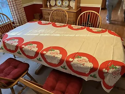 Vintage 1960's Christmas Santa Paper Tablecloth  54”x 86” • $19.99