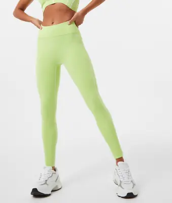 Jack Wills Dipped Waist Leggings Womens Sap Green Size UK 8 #REF131 • £12.99