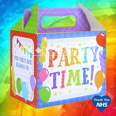 1/6/12 Party Time Card Party Favour Filler Loot Handle Boxes Food Sweets Box • £0.99