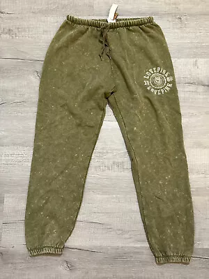 Victoria's Secret PINK Fleece Classic Sweatpants Washed Green Logo Sz M NWT • $44.99