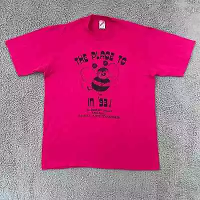 Vintage Bowling T-Shirt Adult L Pink 90s Sport Pittsburgh PA Single Stitch USA • $24.95