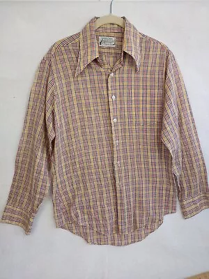 Kmart Shirt Men’s Size Small Red Yellow Blue Plaid Long Sleeve Button Up Vintage • $25.62