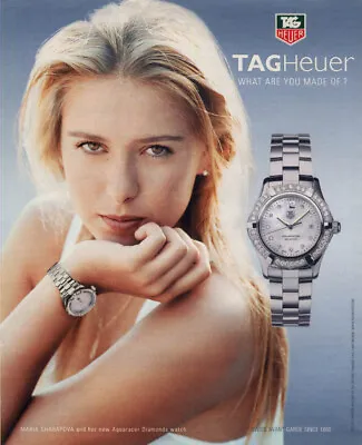 Maria Sharapova For Tag Heuer Aquaracer Diamonds Wrist Watch Ad 2005 • £9.63