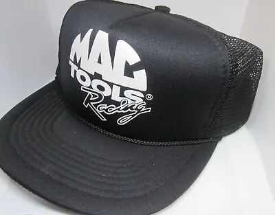 Vintage Mac Tools Racing Black Mesh Trucker Hat / Cap Snapback Swingster Wear • $10