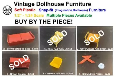Vintage Marx Soft Plastic Snap-fit (Imagination Dollhouse) Furniture • $2.50