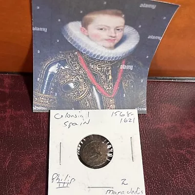 Colonial Spain Felipe III (1568-1621) 2 Maravedis Nice Quality15mm. Shown E123 • $19.95