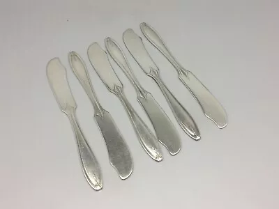 6 - 1835 R. WALLACE HOSTESS PATTERN SILVERPLATE Flat Handle Butter Spreaders  • $15