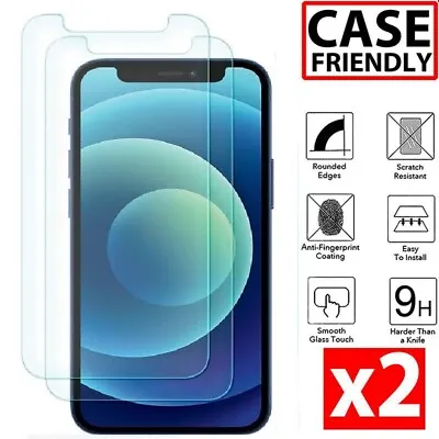 $5.99 • Buy 2x Tempered Glass Screen Protector For IPhone 15 14 13 12 11 Pro Max Plus XS XR
