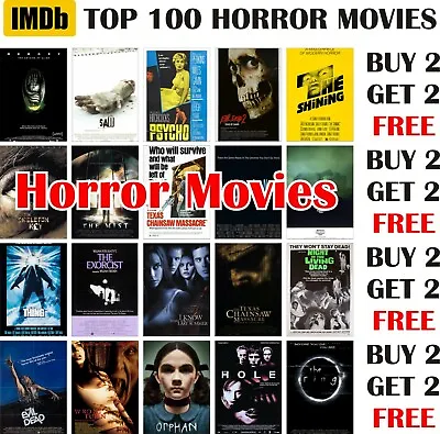 £3.99 • Buy IMDb Top 100 Horror Movies Posters A4 A3 Size BUY 2 GET 2 FREE (pt13)