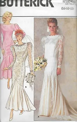 Vintage Women's Lace Mermaid Wedding Dress Gown With Train Sewing Pattern UNCUT • $12.95