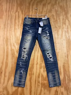 Rue 21 Men's Supreme Flex Skinny Jeans Distressed Medium Blue Wash Size 30 X 30 • $29.99