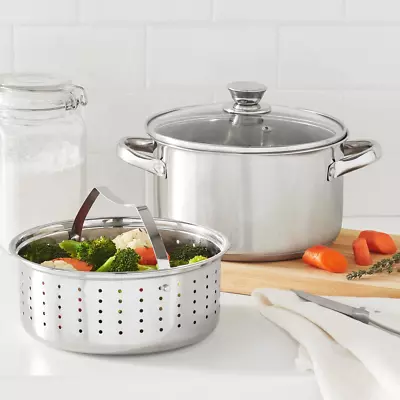 Heavy Duty Stainless Steel Steamer Pot With Glass Lid Kitchen Cookware 4-Quart • $29.94