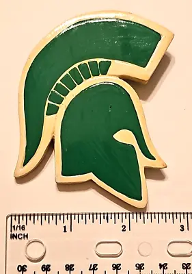 Vintage Handmade Wooden Michigan State Spartans GO GO Pin Brooch 3 Inch • $7.91