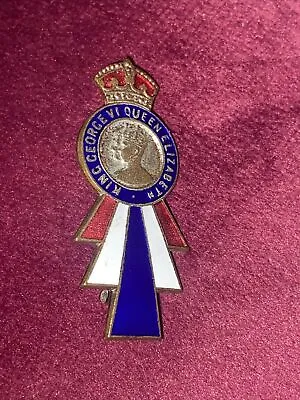 King George VI & Queen Elizabeth 1937 Coronation Souvenir Silver Gilt+Enamel Pin • £4.99