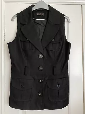 Principles Linen Blend Textured Tailored Vest Waistcoat With Pockets Size UK 8 • £12.99