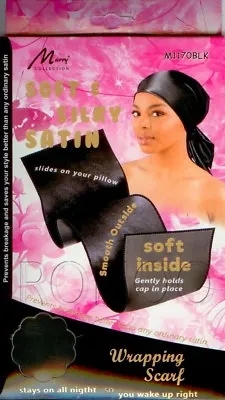 Murry Wrapping Scarf Soft & Silky Stay On Satin Prevent Breakage M1170 Black  • £3.47