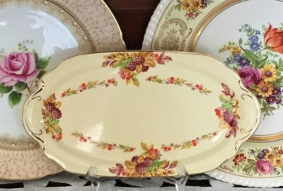 $25 • Buy Vintage J & G Meakin England Cream & Fruit Patterned Sandwich Platter C1912+