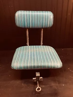 Vintage  Folding Clamp On  Boat Seat Blue Stripe  Vinyl Exc Condition • $54