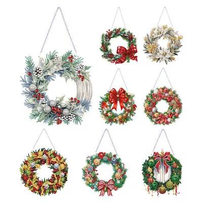 DIY Diamond Painting Christmas Wreath Hanging Pendant Ornament Art Home Decor • $8.09