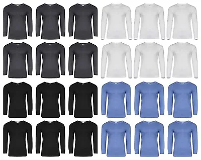 6 X Mens Thermal Long Sleeve Top Underwear Shirt Set Warm Baselayer Fleece Vest • £0.99