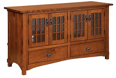 Amish Mission Arts And Crafts TV Stand Flat Screen Cabinet Storage Wood Tenons • $2099