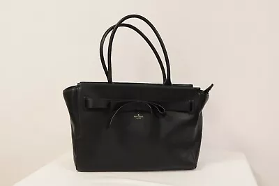 Kate Spade New York Black Leather Shoulder Bag Handbag Bow Casual VGC • £39.99